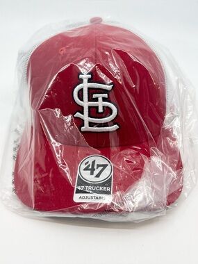'47 Brand St. Louis Cardinals Hat Mens Red Trucker Snapback Cap MLB White Mesh